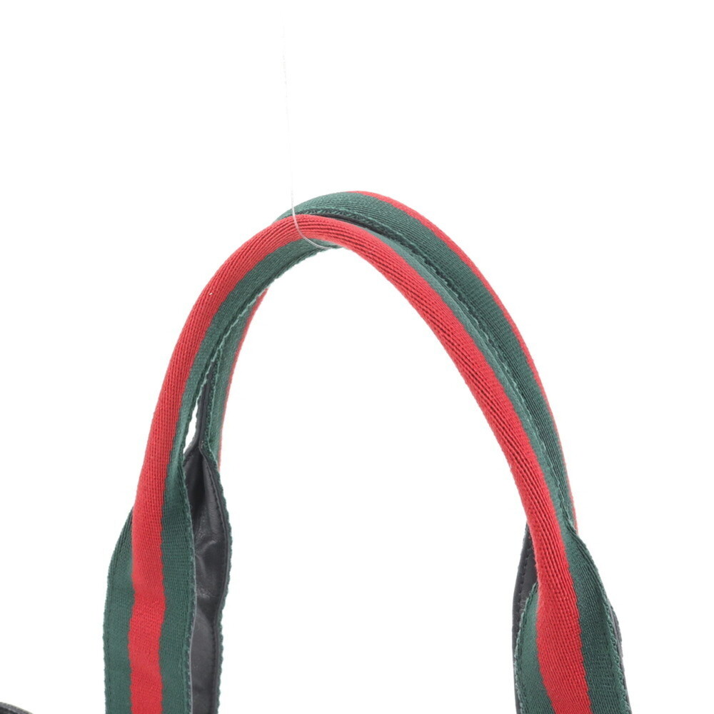 Gucci Sherry Line 73988 Leather Canvas Tote Bag Shoulder Black Women's - Picture 2 of 9